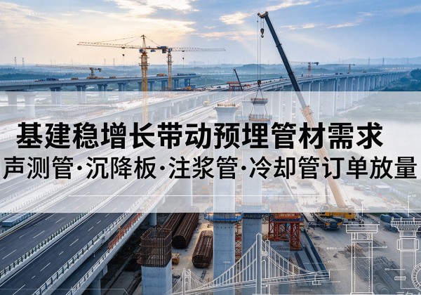 上党基建稳增长带动预埋监测管材需求，声测管、沉降板、注浆管订单持续放量